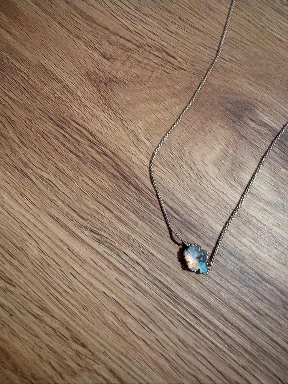 Kendra Scott Silver Necklace with Light Blue Opal Flower Pendant - Picture 2 of 5